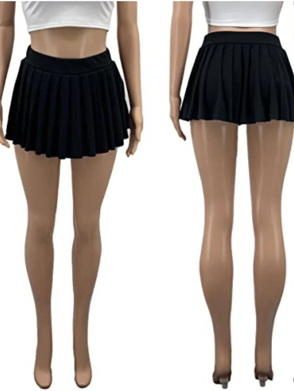 Pleated Mini Skirt High Waist Stretchy A-Line Skater Tennis Club Y2K